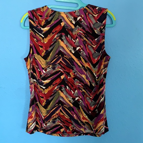 Kasper Small Brushstroke Print Sleeveless Top - Picture 2 of 5